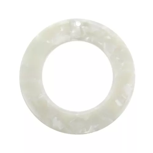 40mm Round hollowed out acetate XXL pendant - Tortoiseshell - Pearly white x1