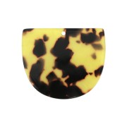 29x34mm Acetate half moon pendant - Tortoiseshell - Brown - Black x1|raw }}