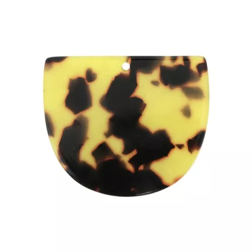 29x34mm Acetate half moon pendant - Tortoiseshell - Brown - Black x1