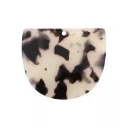 Pendentif demi-lune en acétate 29x34 mm - Ecaille de tortue Beige - Noir x1