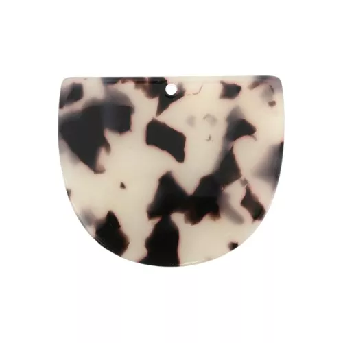 29x34mm Acetate half moon pendant - Tortoiseshell - Beige - Black x1