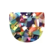 Pendentif demi-lune en acétate 29x34 mm - Ecaille de tortue Multicolore x1