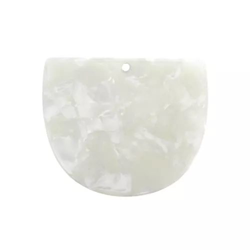 29x34mm Acetate half moon pendant - Tortoiseshell - Pearly White x1