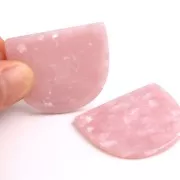 29x34mm Acetate half moon pendant - Tortoiseshell - Pearly Pink x1