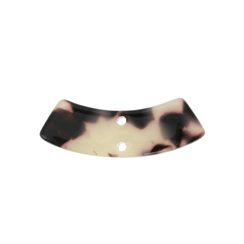 31x11mm Curved Rectangular Acetate spacer - Tortoiseshell - Black - Beige x1