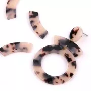 31x11mm Curved Rectangular Acetate spacer - Tortoiseshell - Black - Beige x1