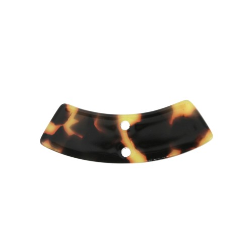 31x11mm Curved Rectangular Acetate spacer - Tortoiseshell - Black - Brown x1