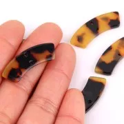 31x11mm Curved Rectangular Acetate spacer - Tortoiseshell - Black - Brown x1