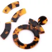 31x11mm Curved Rectangular Acetate spacer - Tortoiseshell - Black - Brown x1