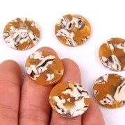 20mm Round acetate spacer - Tortoiseshell - Ochre - White x1