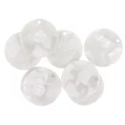 18.5mm Round acetate sequin - Tortoiseshell - Pearl White x1