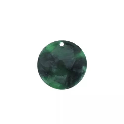 18.5mm Round acetate sequin - Tortoiseshell - Dark Green - Black x1