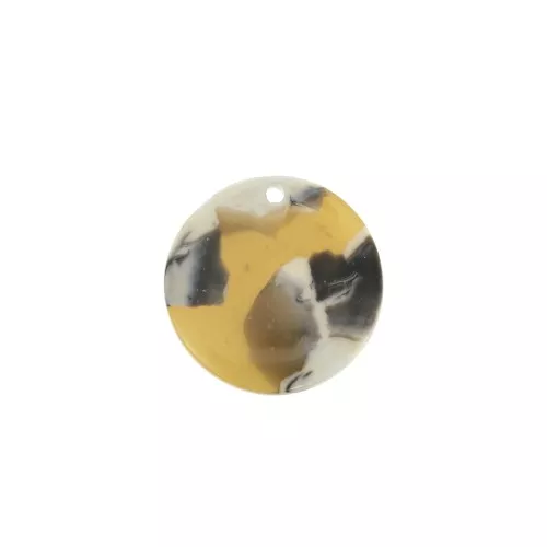 18.5mm Round acetate sequin - Tortoiseshell - Ochre - White x1