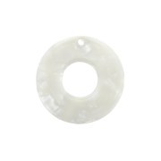 26mm Round hollowed out acetate pendant - Tortoiseshell - Pearl White x1|raw }}