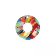 26mm Round hollowed out acetate pendant - Tortoiseshell - Multicolored x1