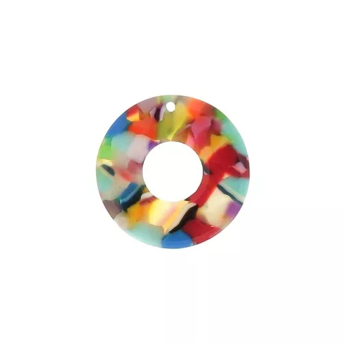 26mm Round hollowed out acetate pendant - Tortoiseshell - Multicolored x1