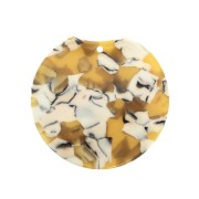 35x36.5mm Round acetate pendant - Tortoiseshell - Orange - White x1|raw }}