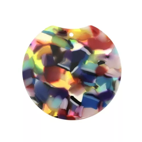 35x36.5mm Round acetate pendant - Tortoiseshell - Multicolored x1