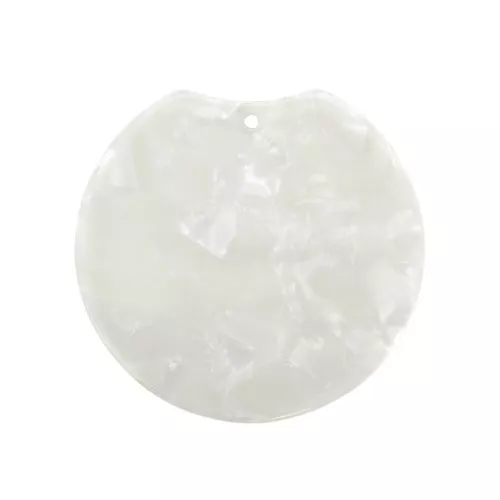 35x36.5mm Round acetate pendant - Tortoiseshell - Pearl White x1