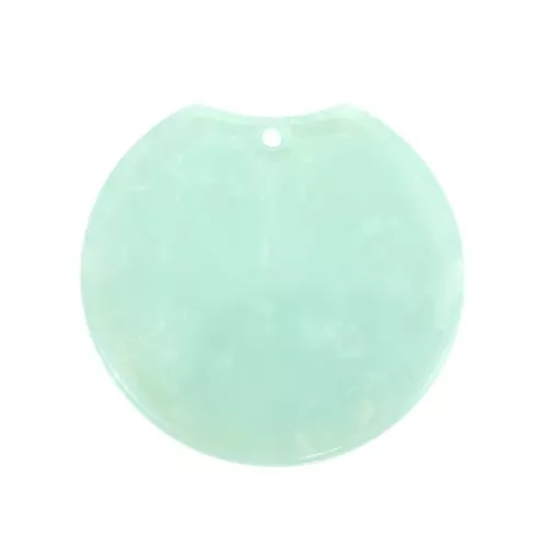 35x36.5mm Round acetate pendant - Tortoiseshell - Pearl Mint x1