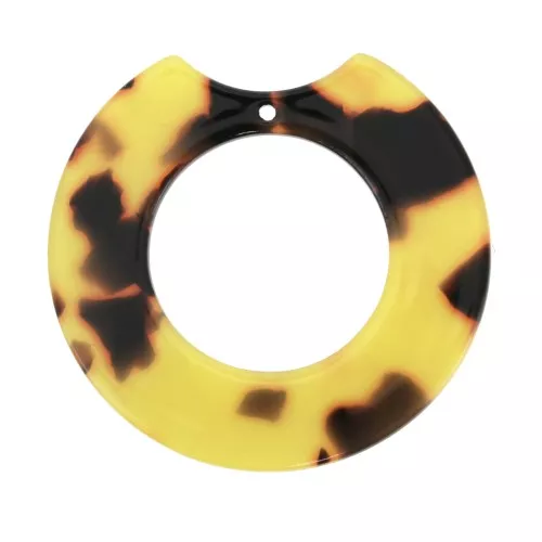 40x42mm Round hollowed out acetate pendant - Tortoiseshell - Brown - Black x1