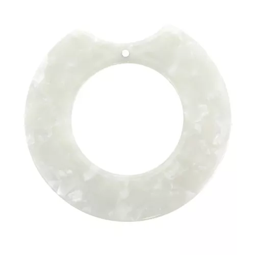 40x42mm Round hollowed out acetate pendant - Tortoiseshell - Pearl White x1