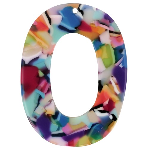 46.5x34mm Oval hollowed out acetate pendant - Tortoiseshell - Multicolored x1