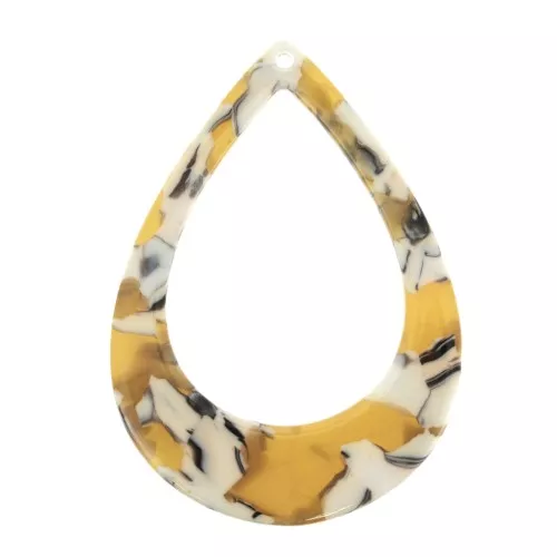 46x33mm Drop acetate pendant - Tortoiseshell - Ochre - White x1