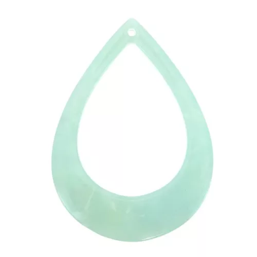 46x33mm Drop acetate pendant - Tortoiseshell - Pearl Mint x1
