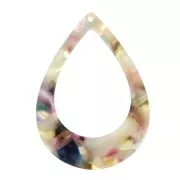 46x33mm Drop acetate pendant - Tortoiseshell - Beige - Pink x1