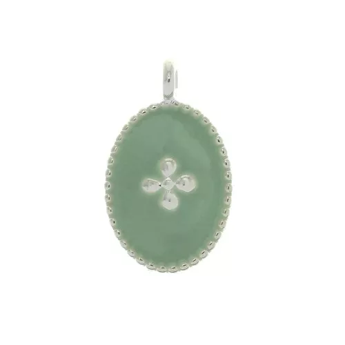 14x8.5mm Oval charm cross and epoxy resin - fine silver plating -Mint x1