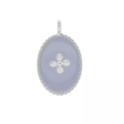 14x8.5mm Oval charm cross and epoxy resin fine silver plating Light purple x1
