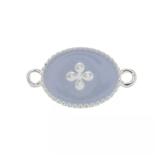15x8.5mm Oval spacer oval cross pattern epoxy resin - fine silver plating - Light Purple x1