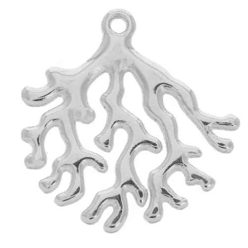 30x29mm Zamac coral pendant - Antique Silver Plating x1