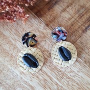 25mm Flat woven bamboo disc - Light Brown x1