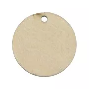 23mm Round dyed wooden pendant with braided effect - Light brown - Natural x1