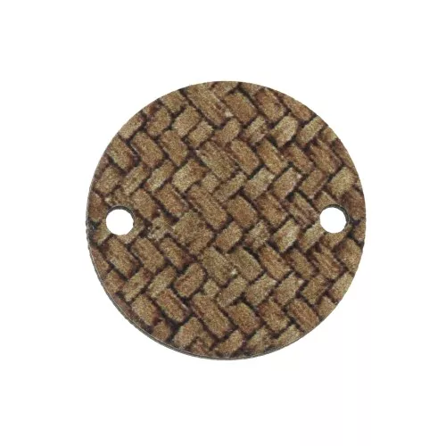 20mm Round dyed wooden spacer with braided effect - Light brown - Natural x1