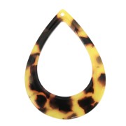 46x33mm Drop acetate pendant - Tortoiseshell - Brown - Black x1