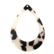 46x33mm Drop acetate pendant - Tortoiseshell - Beige - Black x1