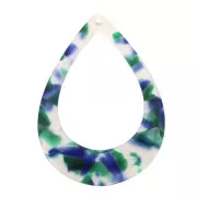 46x33mm Drop acetate pendant - Tortoiseshell - Dark Blue - Green x1