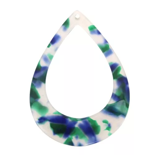 46x33mm Drop acetate pendant - Tortoiseshell - Dark Blue - Green x1