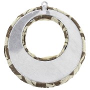 43x41mm XXL Metal and  braided raffia pendant for earrings - Brown - Beige x1