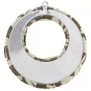 43x41mm XXL Metal and  braided raffia pendant for earrings - Brown - Beige x1