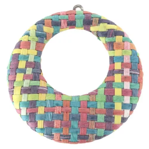43x41mm XXL Metal and braided raffia pendant for earrings - Multicolored x1