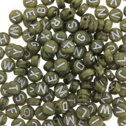 Assortment of 200 round alphabet 7mm letter beads - Bronze - White x1|raw }}