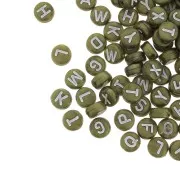 Assortment of 200 round alphabet 7mm letter beads - Bronze - White x1