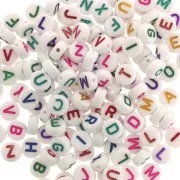 Assortment of 200 round alphabet 7mm letter beads - White - Multicolored x1
