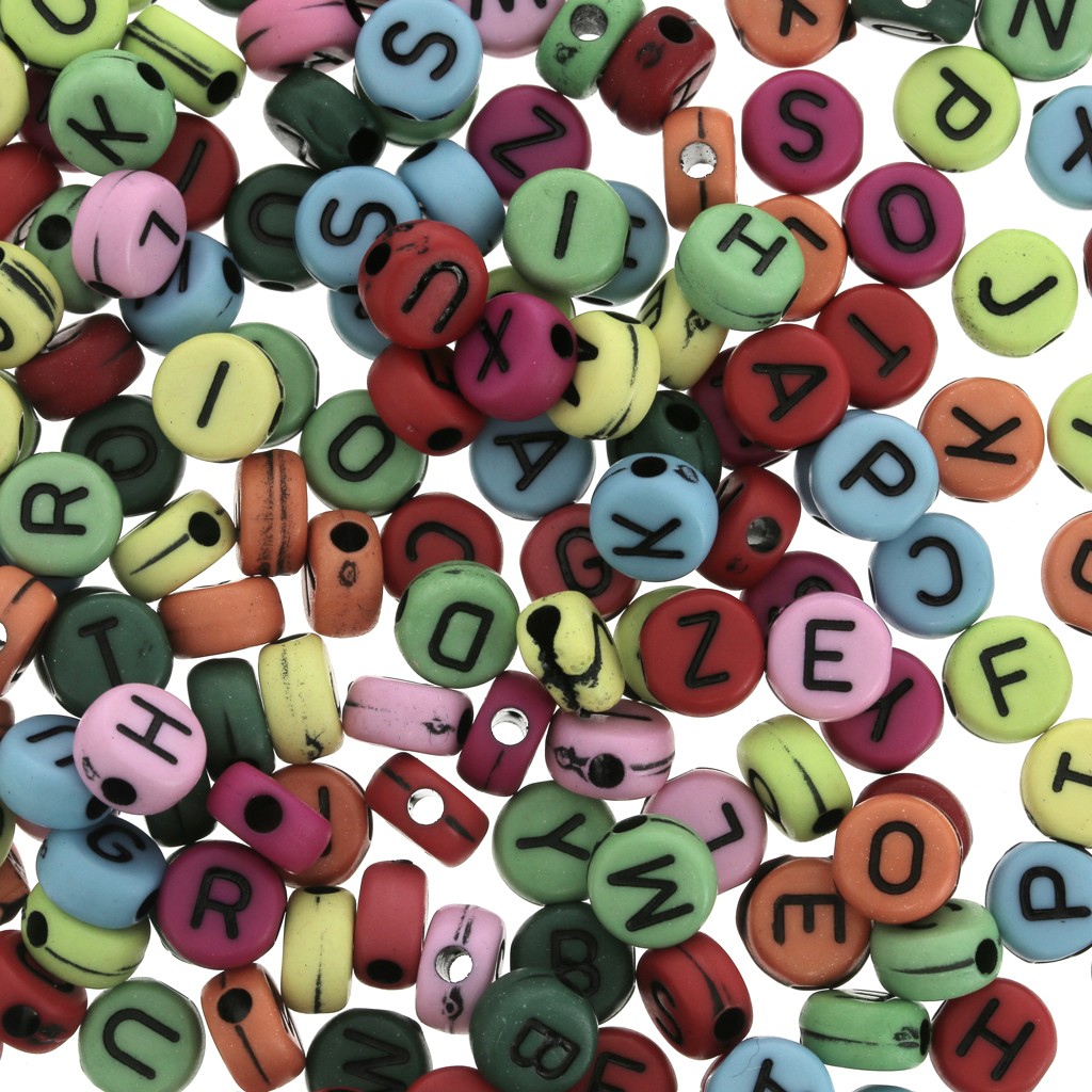 Black Alphabet Letters Beads : 6mm Silver Metallic Alphabet Beads Black