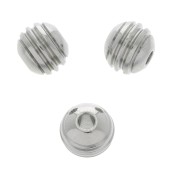 7x8mm 304 Stainless steel Flat grooved round beads x4
