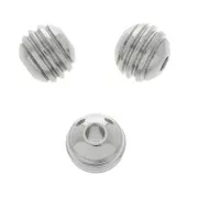 7x8mm 304 Stainless steel Flat grooved round beads x4